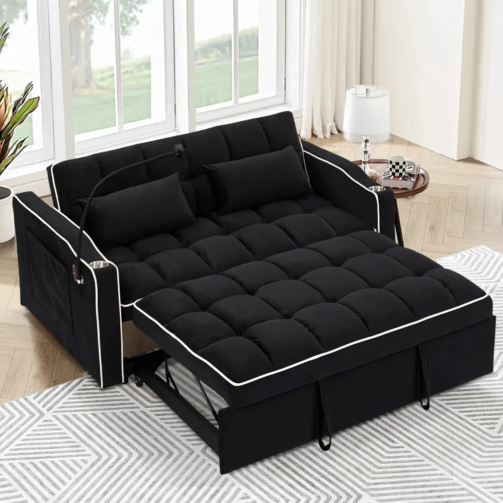 3 in 1 Convertible Sleeper Futon Sofa Bed with Side Pocket