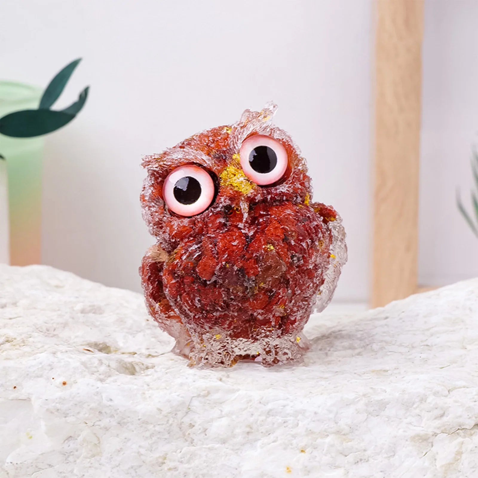 1PC Natural Owl Amethyst Rose Quartz Cute Animal Image Macadam Drip Glue Resin Owl Household Supplies Desktop Ornament