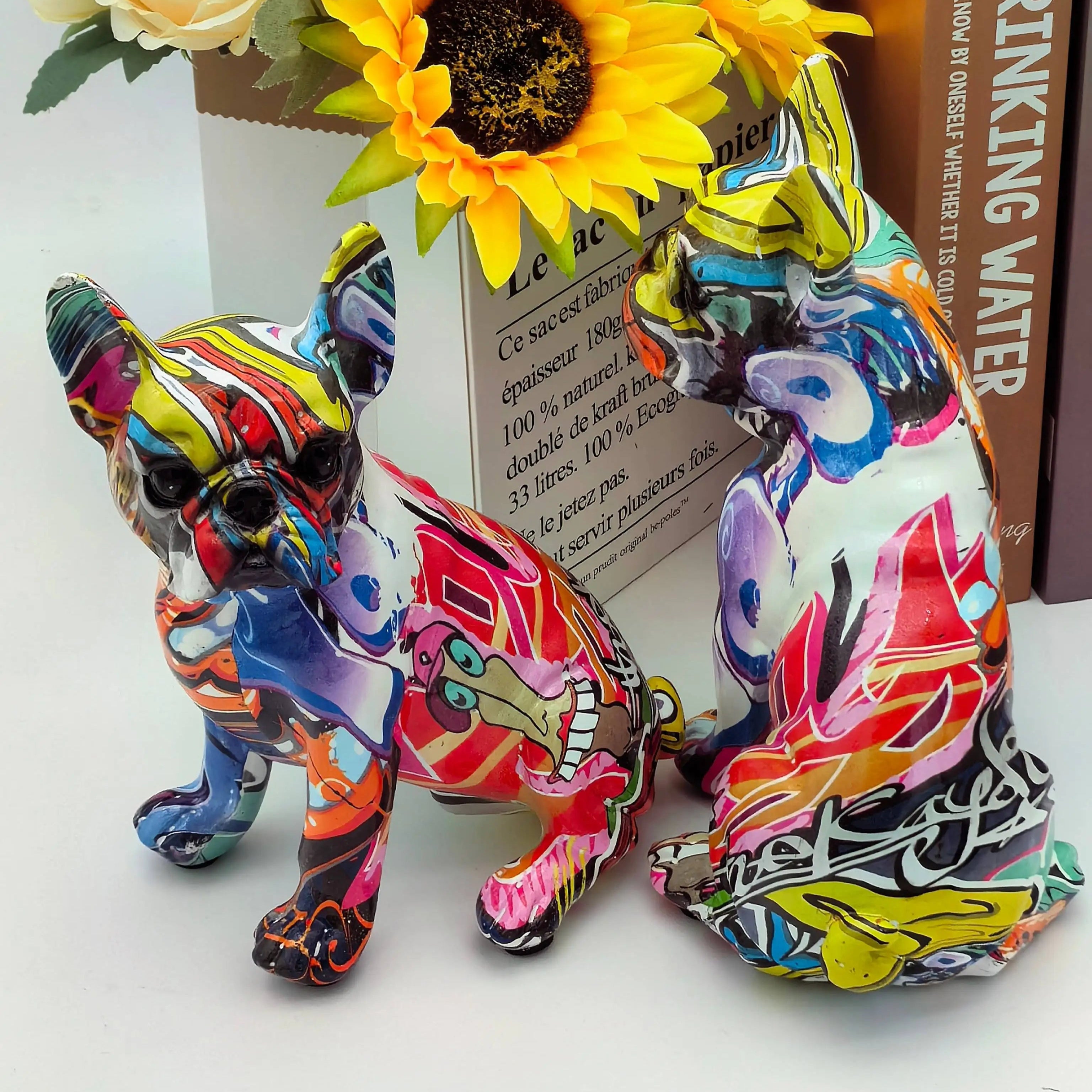 Graffiti French Bulldog Resin Statue Ornament