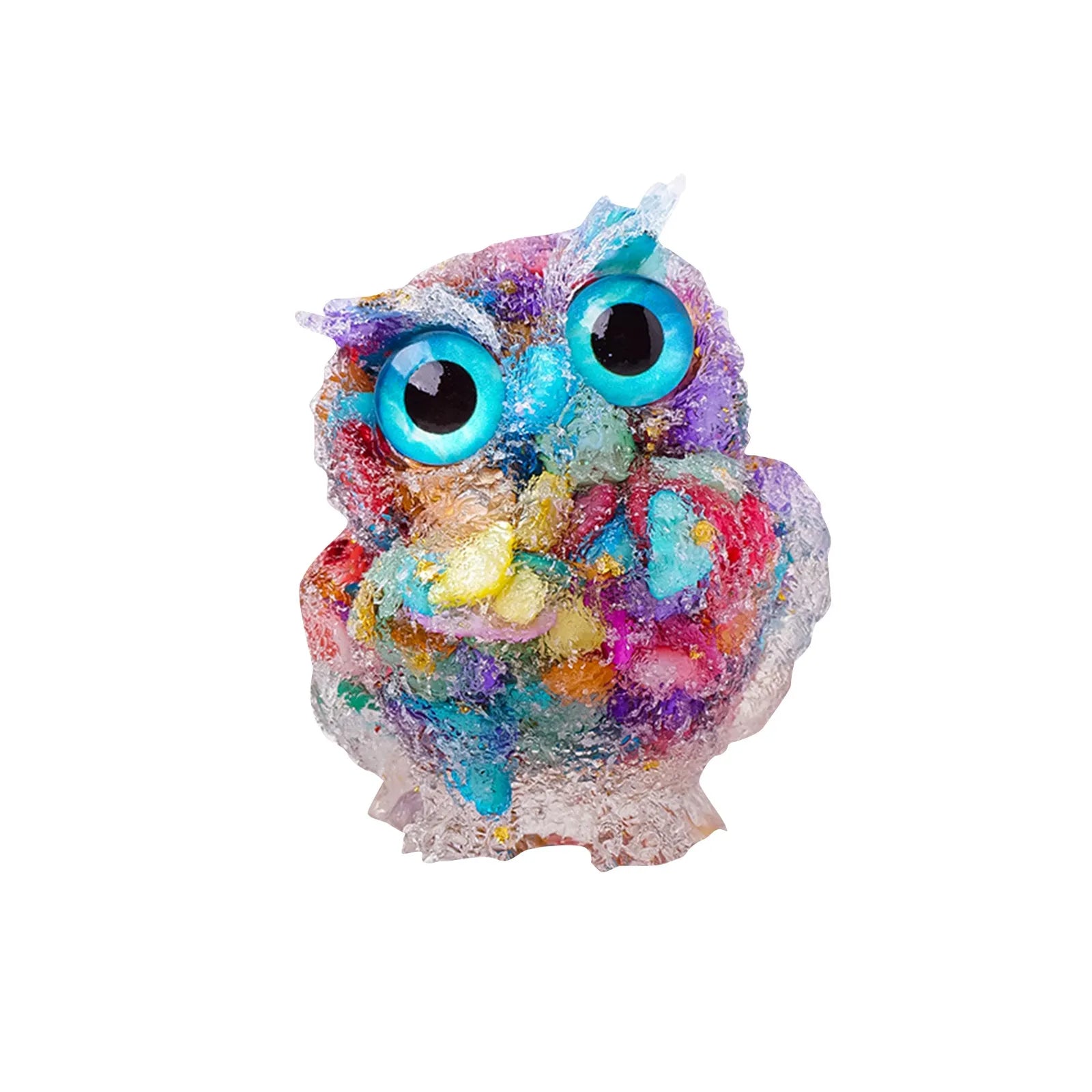 1PC Natural Owl Amethyst Rose Quartz Cute Animal Image Macadam Drip Glue Resin Owl Household Supplies Desktop Ornament