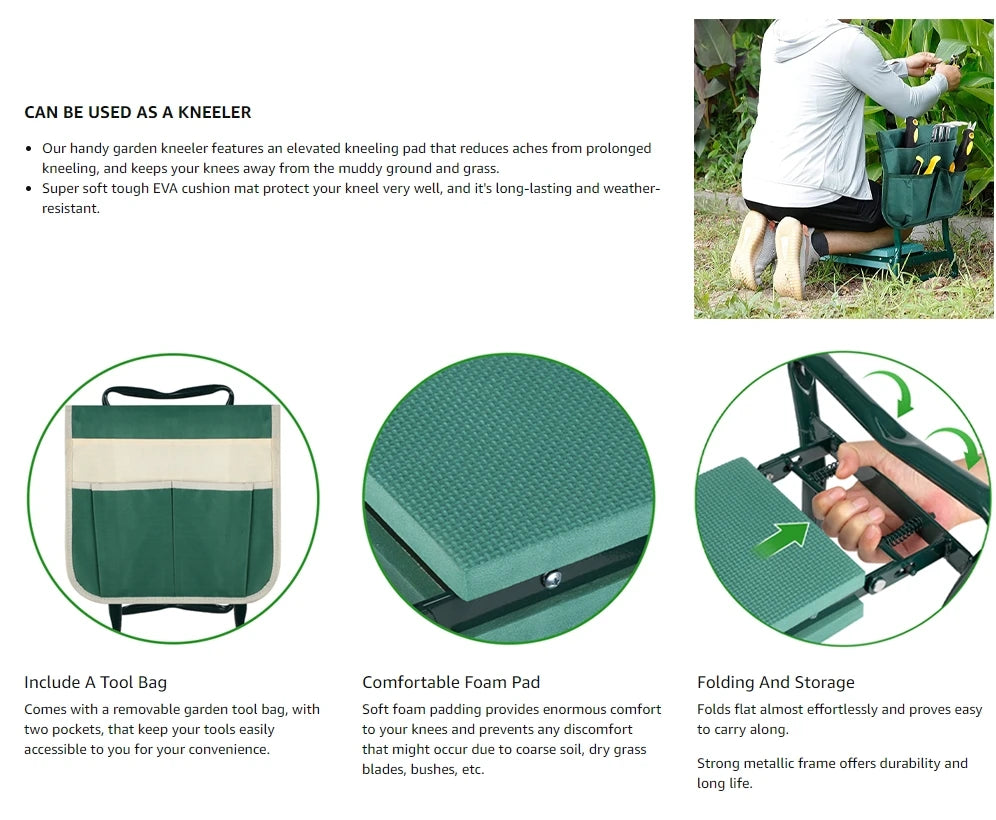 Lightweight Gardener Kneeler Bench Folding Seat