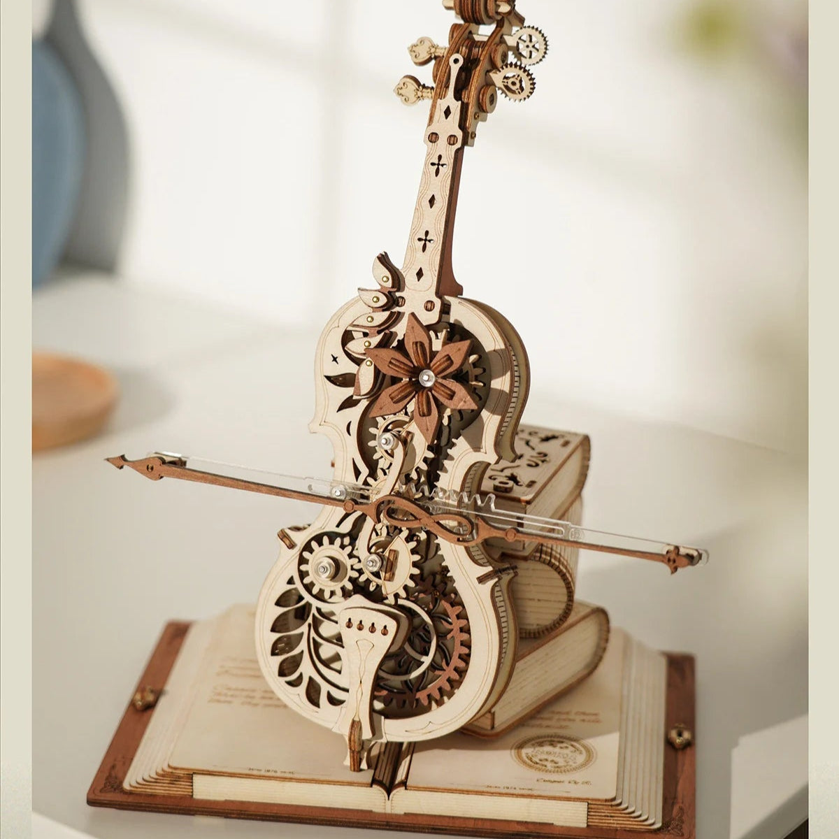 Creative 3D Wooden Puzzle Cello Mechanical Music Box
