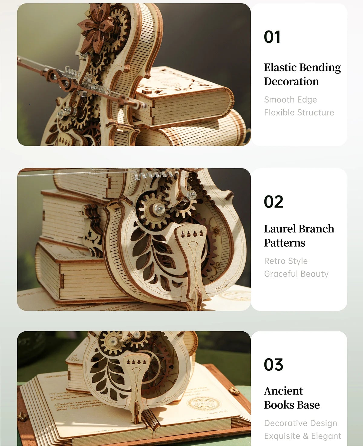 Creative 3D Wooden Puzzle Cello Mechanical Music Box