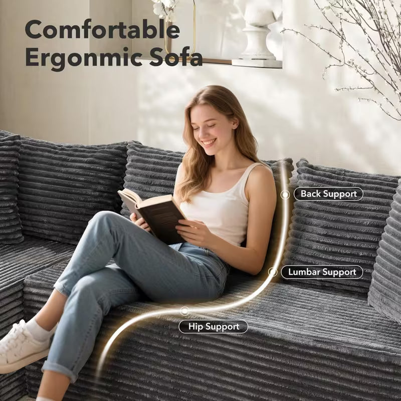 L-Shaped Sectional Sofa Couch with Right-Sided Chaise