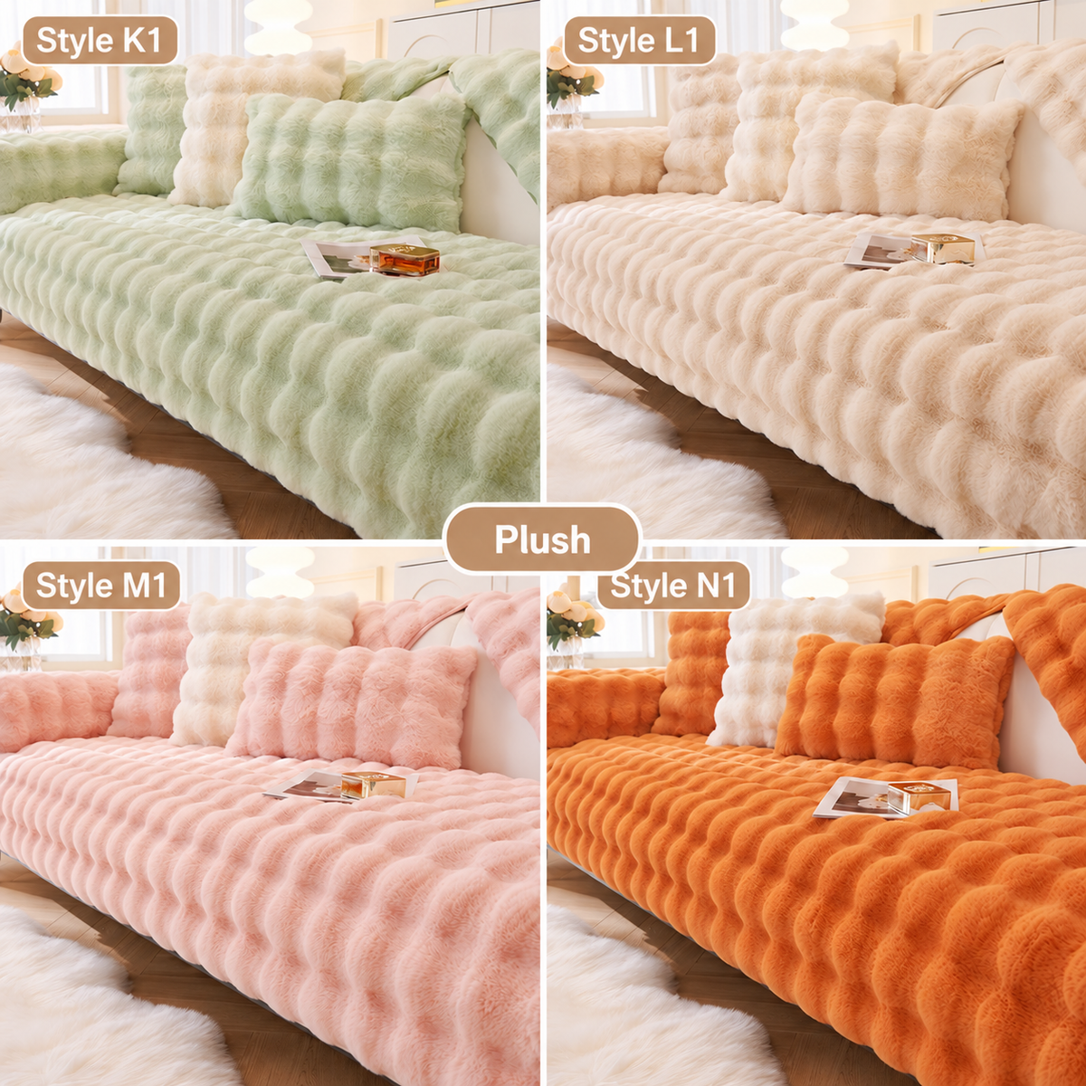 CloudSoft Plush Fabric Non-Slip Sofa Cover