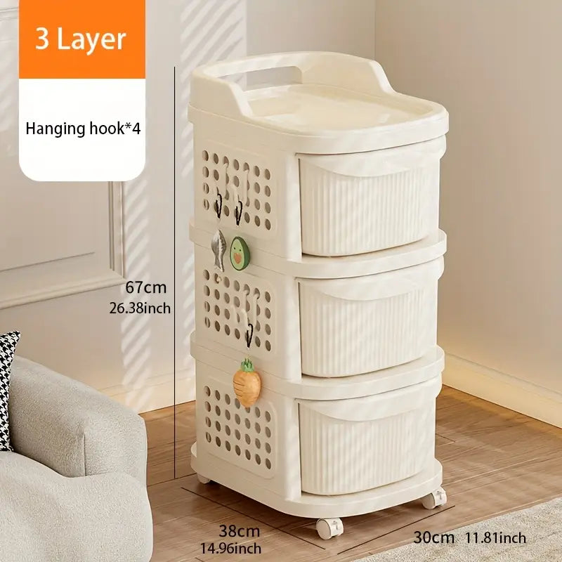 Multi-Tier Rolling Storage Organizer Cart with Drawers