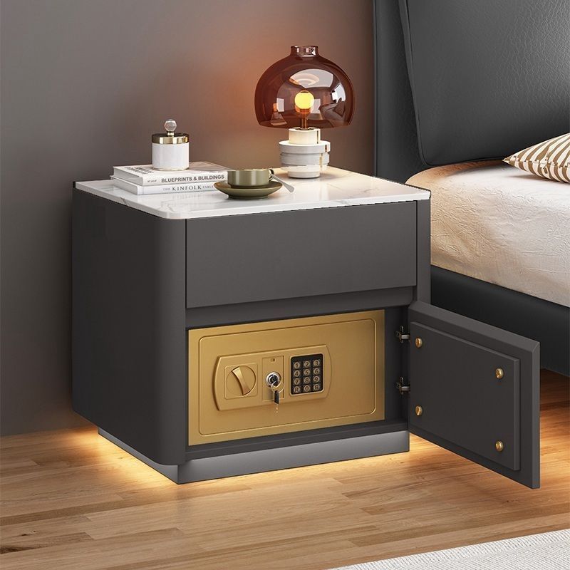 Multi-Functional Smart Safe Bedside Table with LED Night Stand