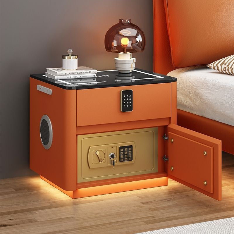 Multi-Functional Smart Safe Bedside Table with LED Night Stand