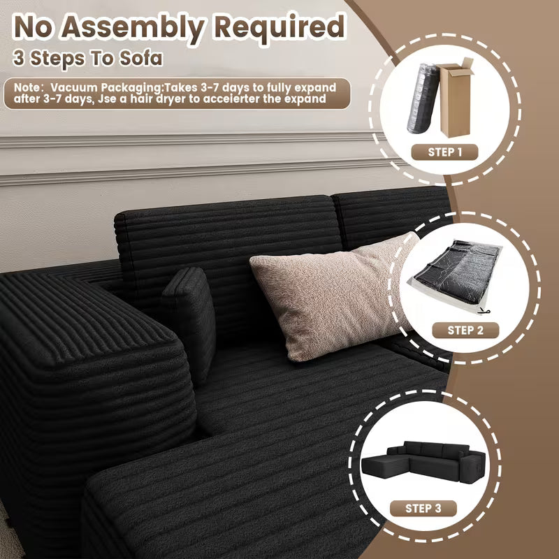 L-Shaped Sectional Sofa Couch with Right-Sided Chaise