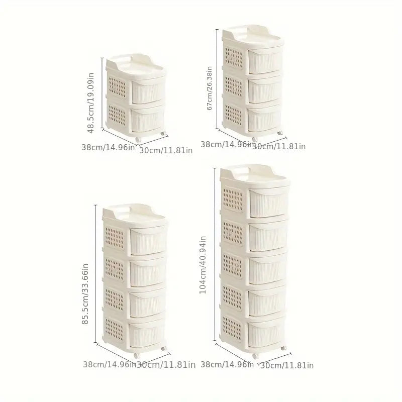 Multi-Tier Rolling Storage Organizer Cart with Drawers