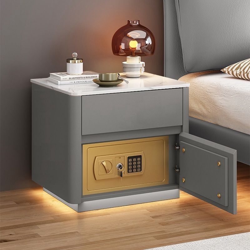 Multi-Functional Smart Safe Bedside Table with LED Night Stand