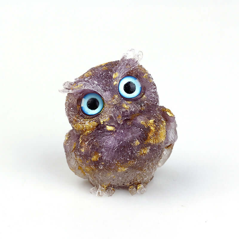 Crystal Stone Owl Ornaments Table Top Decoration
