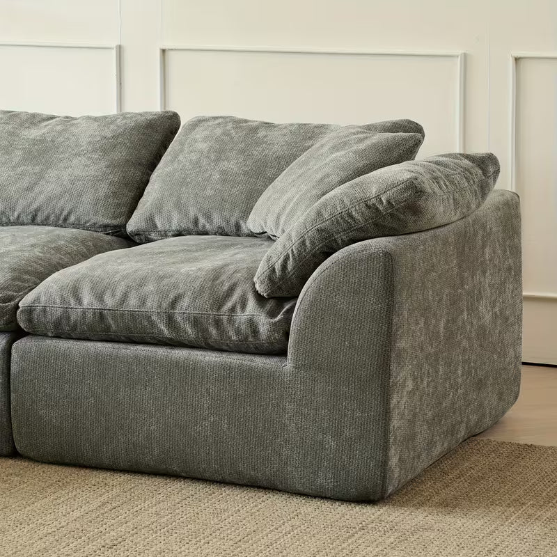 109" Modern Cloud Convertible L-Shape Couches with Ottoman