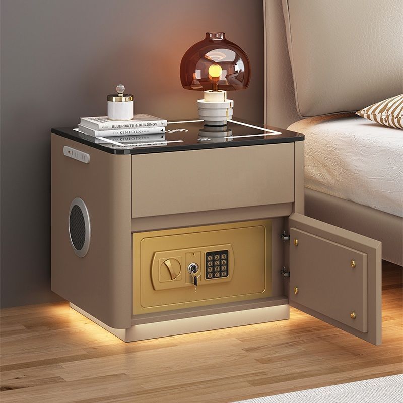 Multi-Functional Smart Safe Bedside Table with LED Night Stand