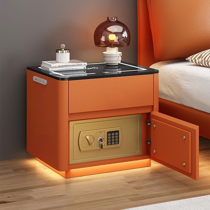 Multi-Functional Smart Safe Bedside Table with LED Night Stand