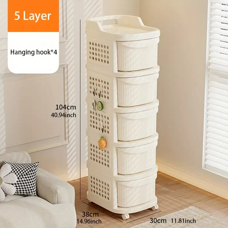 Multi-Tier Rolling Storage Organizer Cart with Drawers