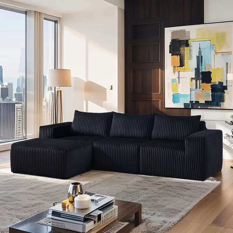 L-Shaped Sectional Sofa Couch with Right-Sided Chaise