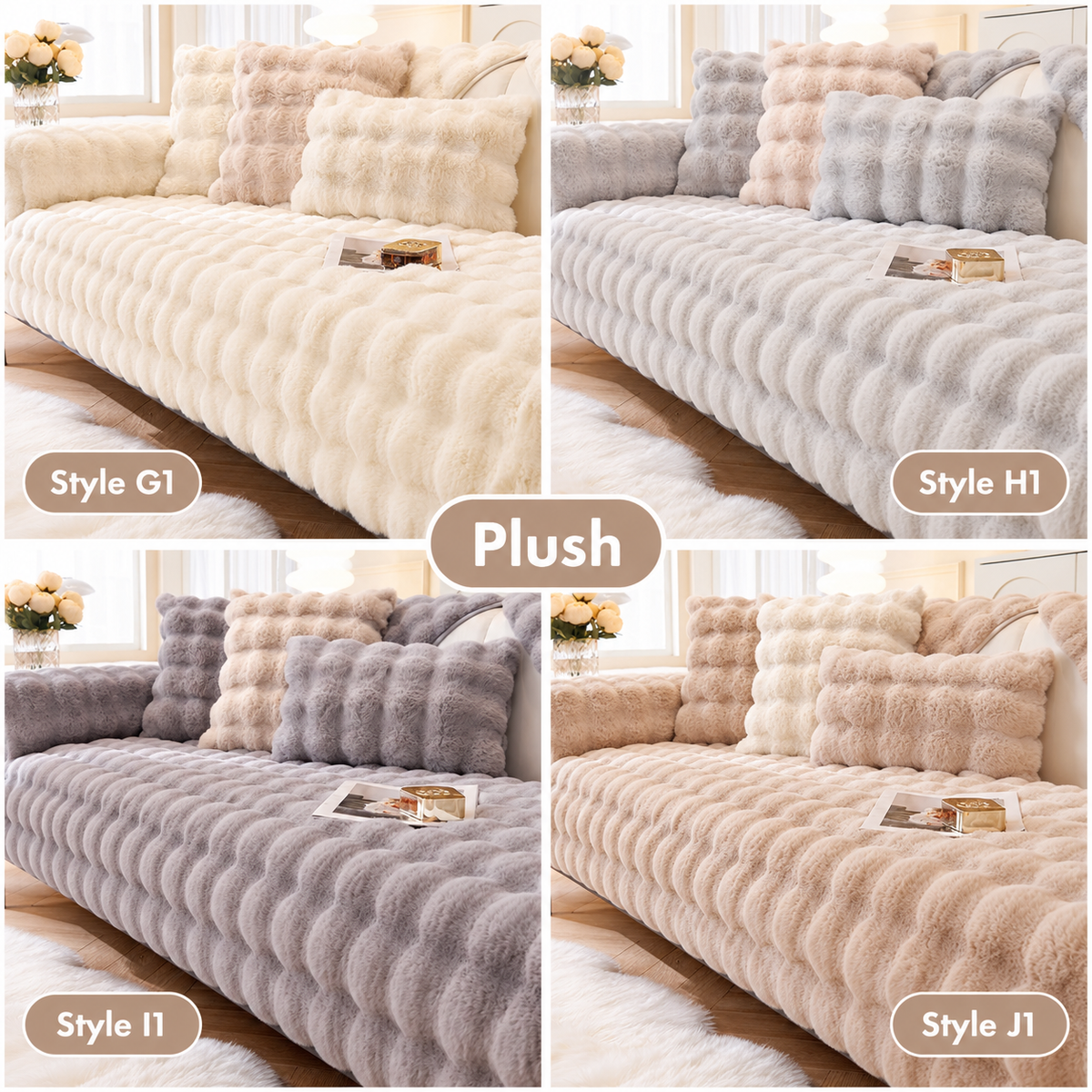 CloudSoft Plush Fabric Non-Slip Sofa Cover