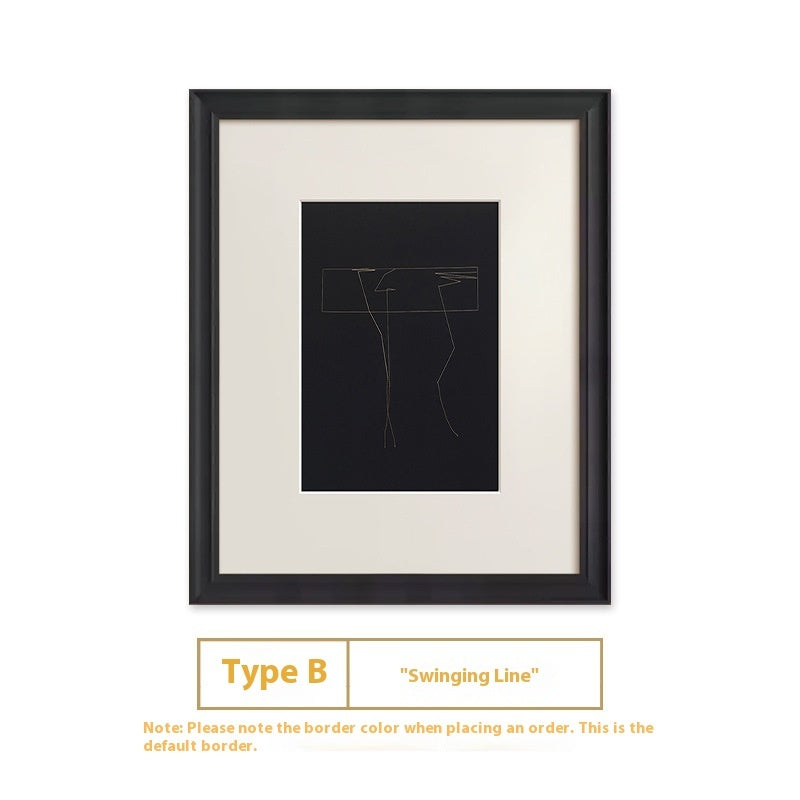 Black White High-End Linear Abstract Canvas Painting