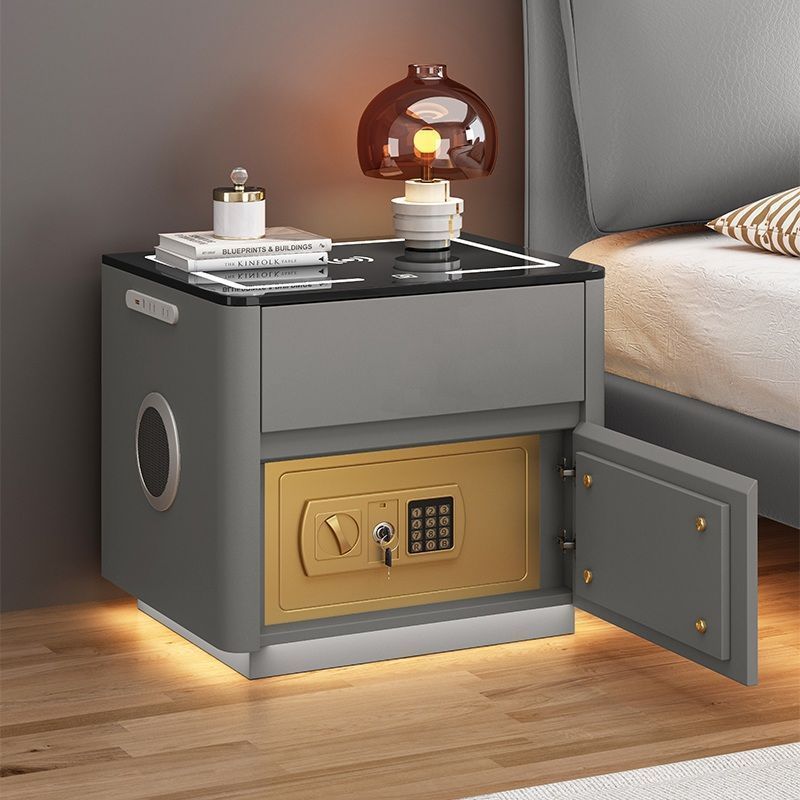 Multi-Functional Smart Safe Bedside Table with LED Night Stand