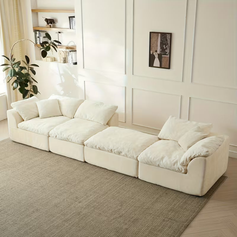 109" Modern Cloud Convertible L-Shape Couches with Ottoman