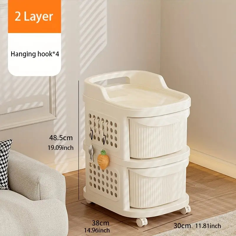 Multi-Tier Rolling Storage Organizer Cart with Drawers