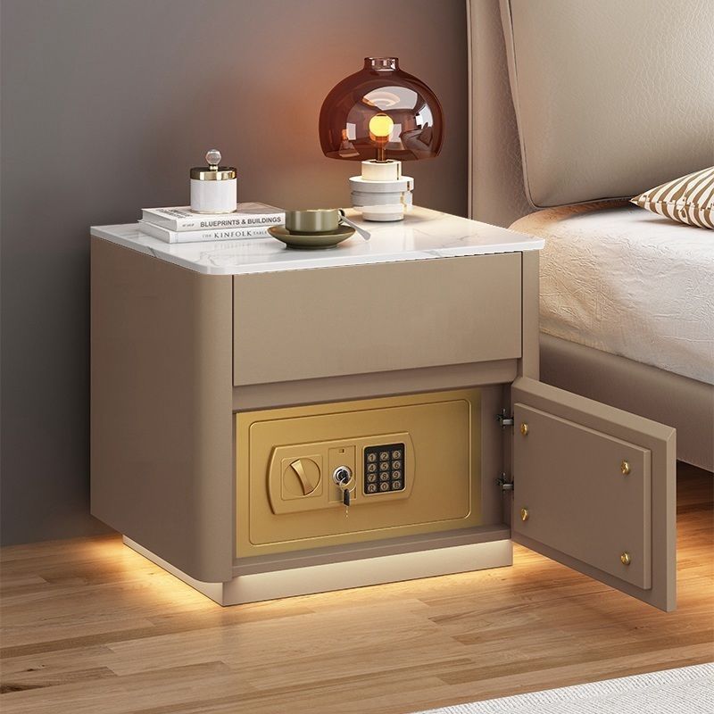 Multi-Functional Smart Safe Bedside Table with LED Night Stand