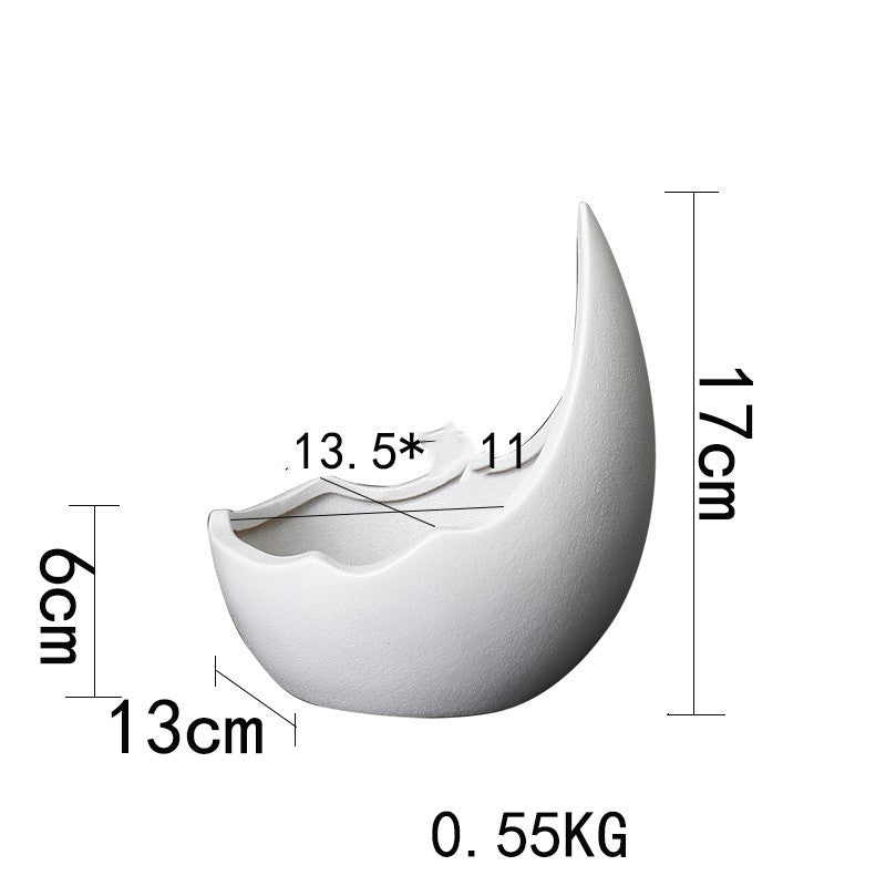 Crescent Moon Ceramic Pot Succulent Planter 