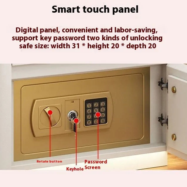 Multi-Functional Smart Safe Bedside Table with LED Night Stand