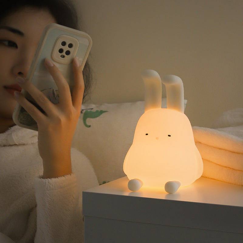 Folded Ear Rabbit Silicone Soft Nightlight Baby Sleep Lights