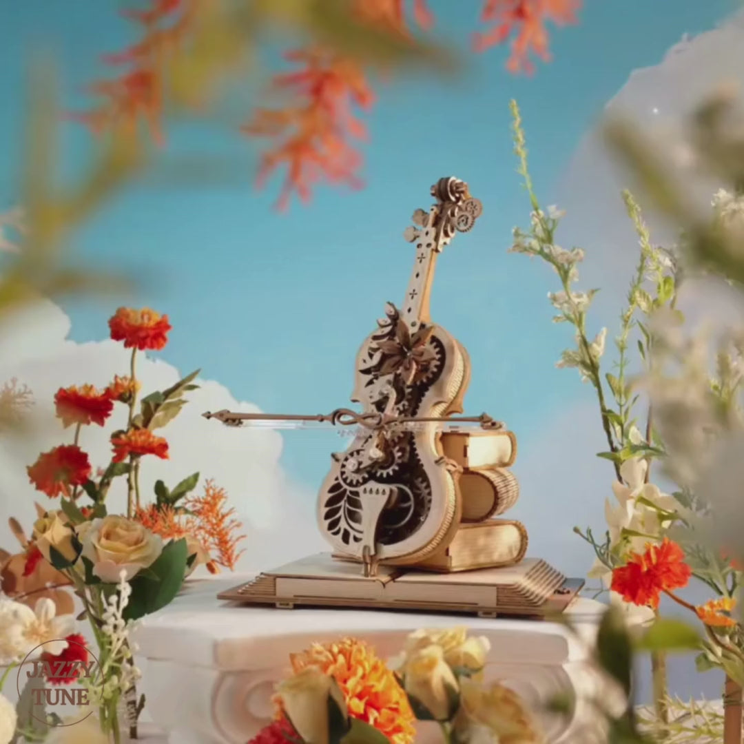 Creative 3D Wooden Puzzle Cello Mechanical Music Box