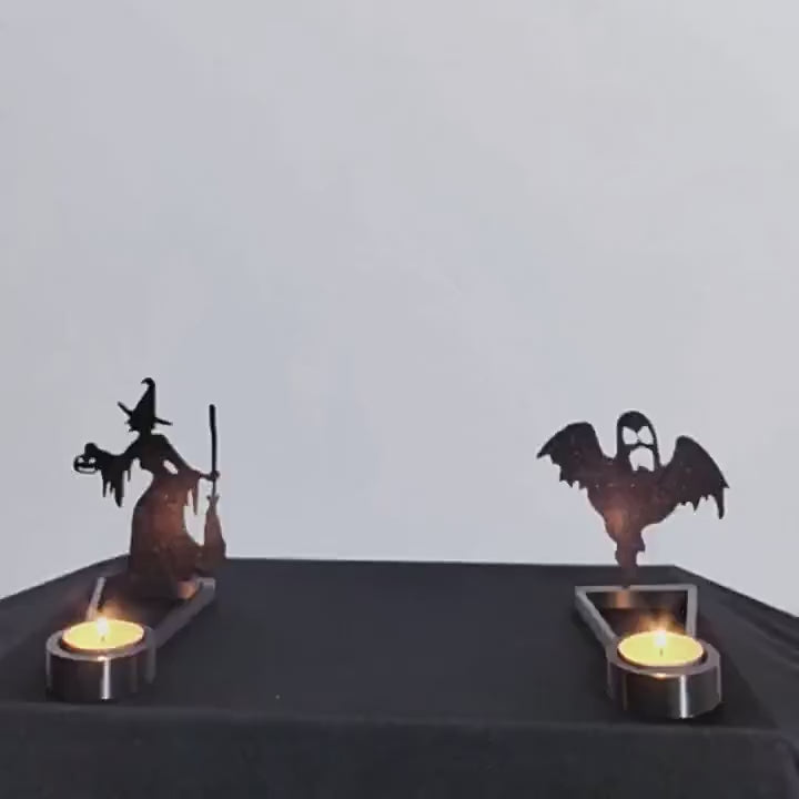 Whimsical Halloween Shadow Stand Candle Holder
