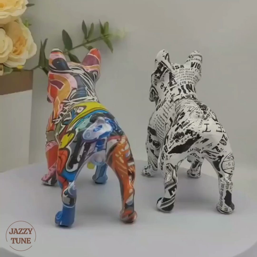 Graffiti French Bulldog Resin Statue Ornament