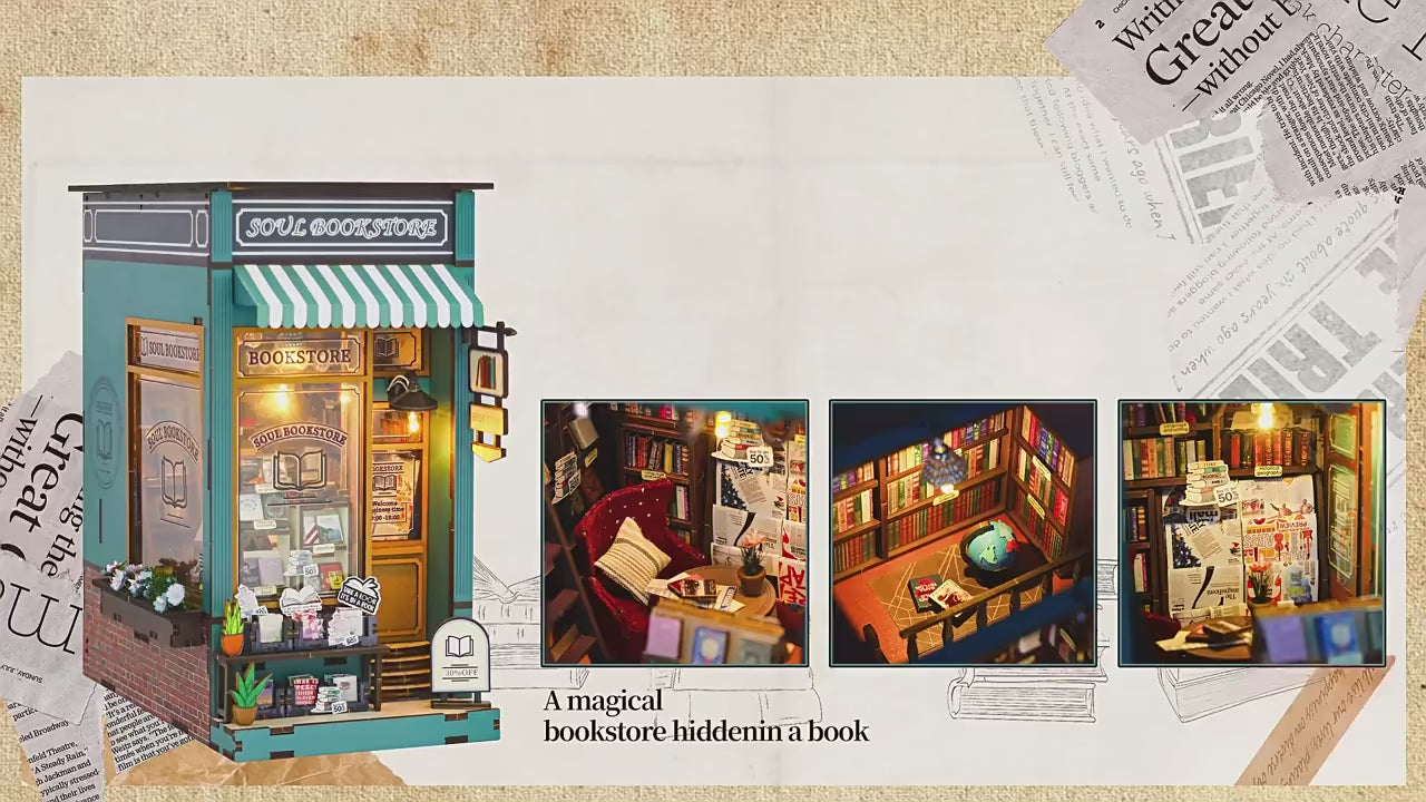 DIY Wooden Miniature Dollhouse Book Nook Kit