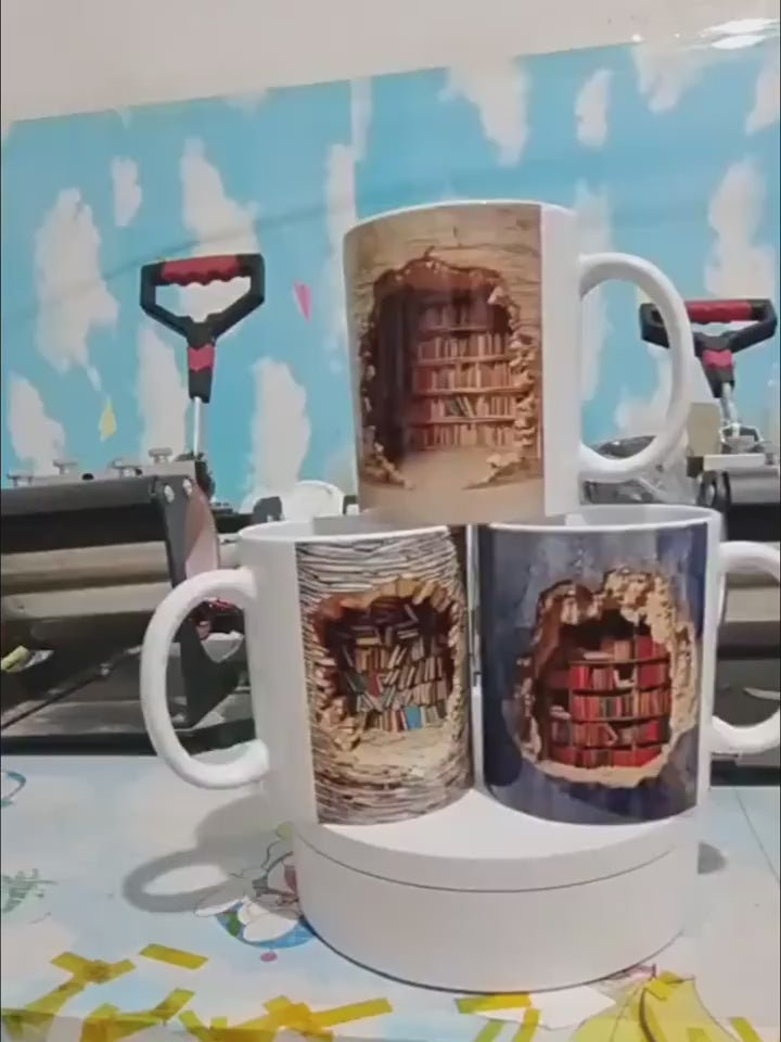 Creative 3D Bookshelf Ceramic Coffee Mug Book Lovers Gift