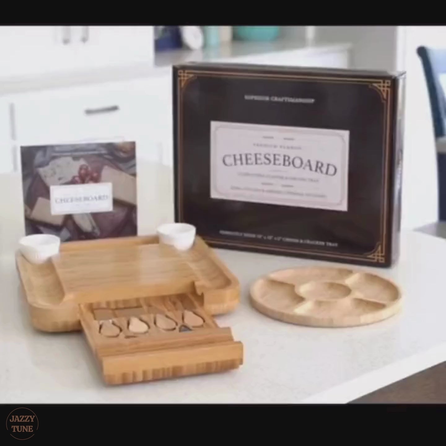 Bamboo Charcuterie Board Serving Platter Set
