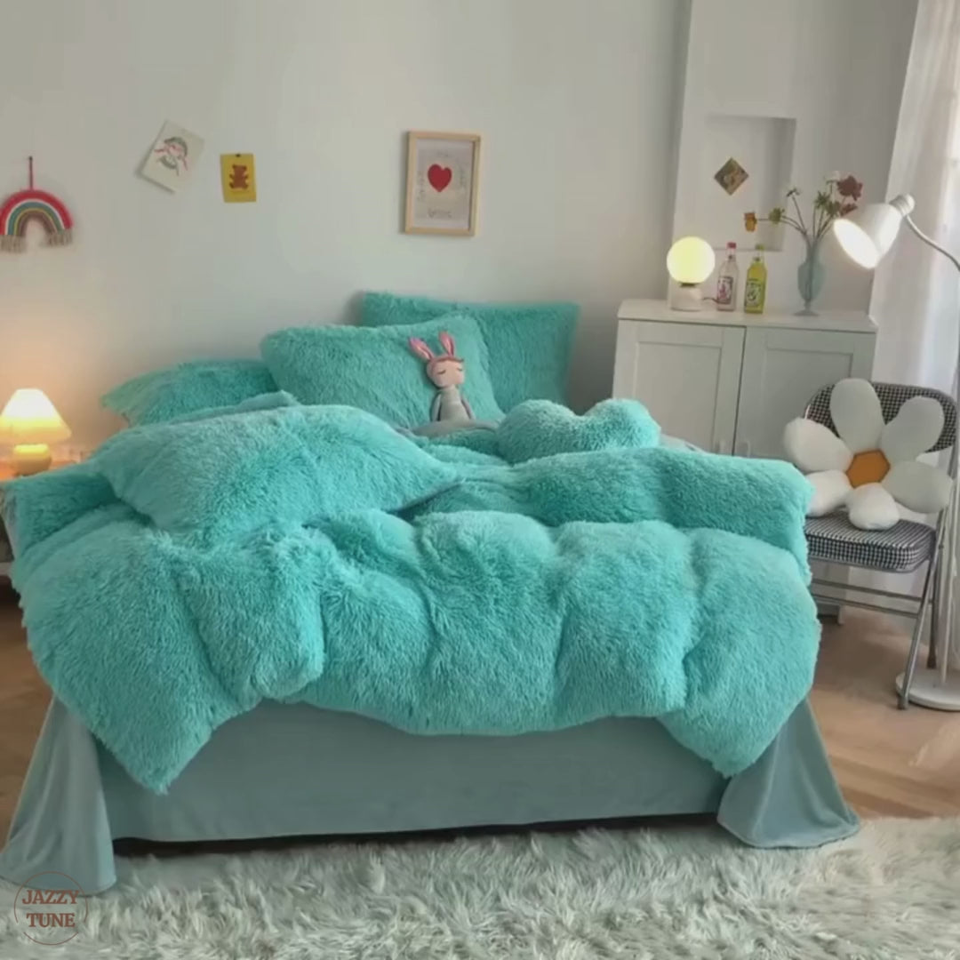 Nordic Furry Plush Duvet Cover 4Pcs Bedding Set