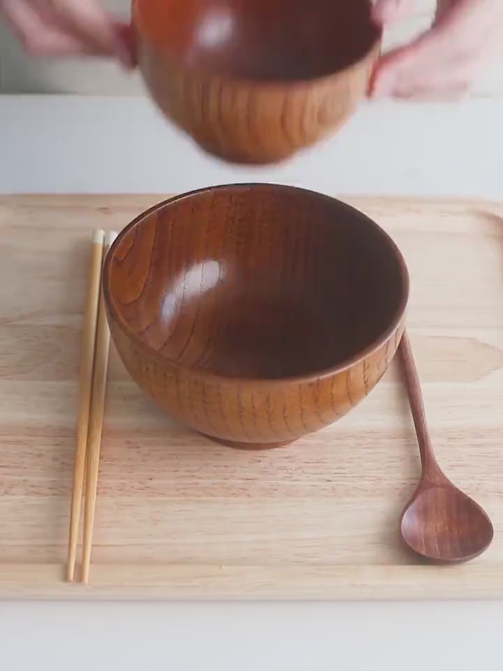 Japanese Style Wooden Rice Soup Bowl