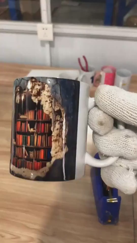 Creative 3D Bookshelf Ceramic Coffee Mug Book Lovers Gift