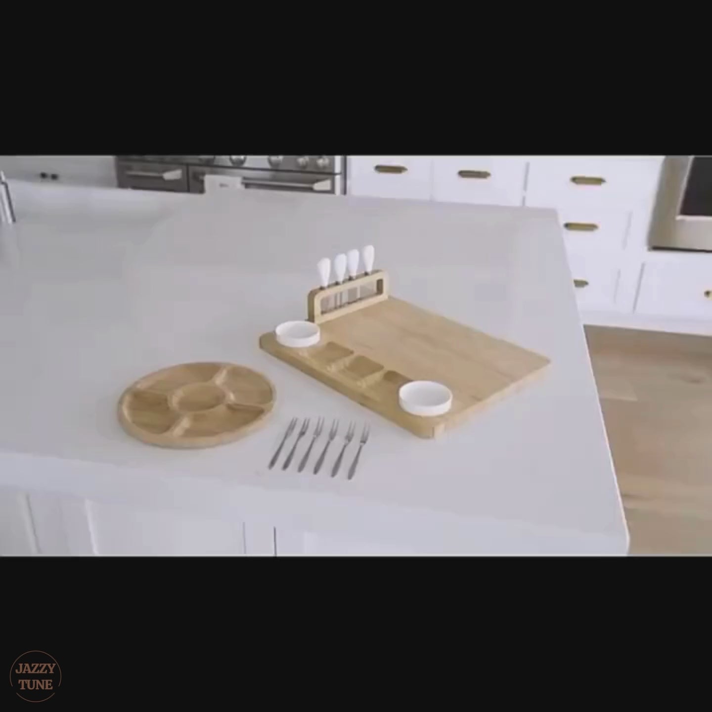 Bamboo Charcuterie Board Serving Platter Set